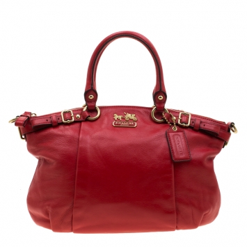 Pre Owned Coach Red Leather Satchel Bag