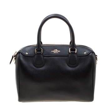 Pre Owned Coach Black Signature Leather Mini Bennett Satchel