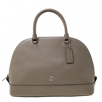 Pre Owned Coach Grey Leather Sierra Top Handle Bag