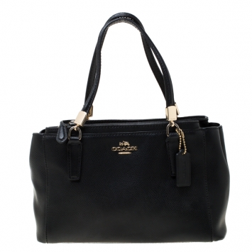 Pre Owned Coach Black Leather Double Zip Tote   