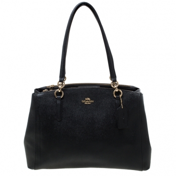 Pre Owned Coach Black Leather Christie Carryall Satchel  