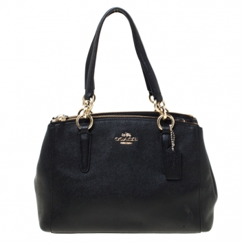 Pre Owned Coach Black Leather Mini Christie Carryall Crossbody Bag  
