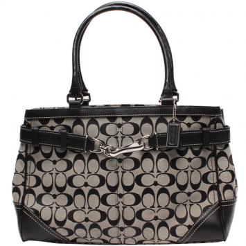 Pre Owned Coach Gray Signature Canvas HandBag 