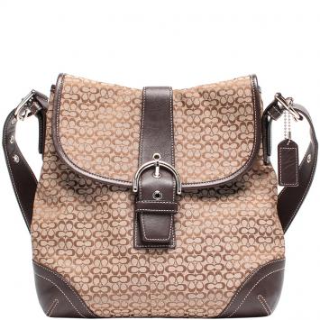 Pre Owned Coach Brown Signature Canvas And Leather Soho Shoulder Bag