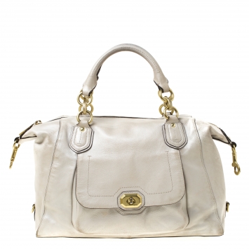 Pre Owned Coach Pearl Leather Campbell Turnlock Satchel