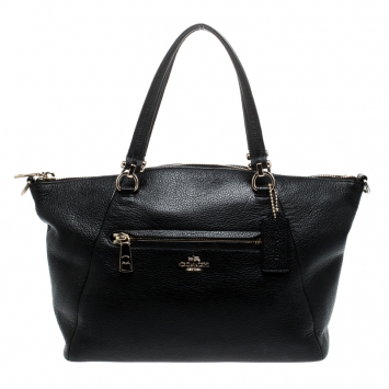 مملوكة مسبقًا Coach Black Pebbled Leather Prairie Satchel