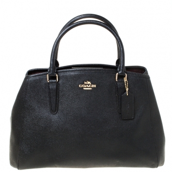 Pre Owned Coach Black Leather Christie Carryall Satchel 