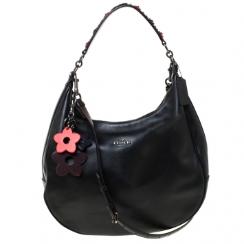 Pre Owned Coach Black Leather Harley Oxblood Hobo