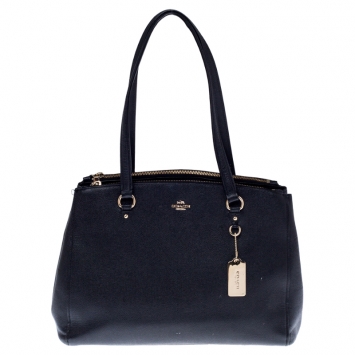 Pre Owned Coach Black Leather Christie Carryall Satchel 