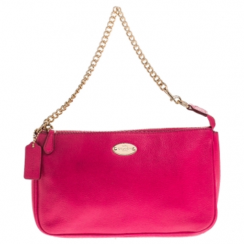 Pre Owned Coach Hot Pink Leather Shoulder Bag