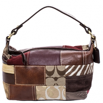 Pre Owned Coach Multicolor Patchwork Canvas/Leather/Suede and Calfhair Pochette
