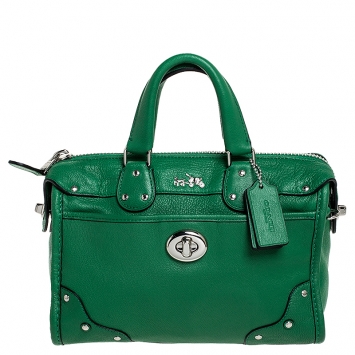 Pre Owned Coach Green Leather Mini Rhyder 33 Satchel