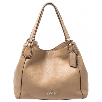 Pre Owned Coach Beige Leather Edie Shoulder Bag