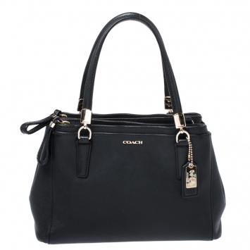 Pre Owned Coach Black Leather Christie Caryall Tote 