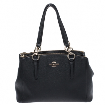 Pre Owned Coach Black Leather Mini Christie Carryall Shoulder Bag