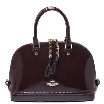 Pre Owned Coach Burgundy Patent Leather Sierra Satchel  