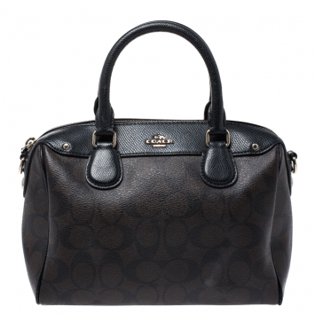 Pre Owned Coach Brown Signature Coated Canvas and Leather Mini Bennett Satchel