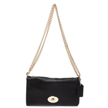 Pre Owned Coach Black Leather Dinky Crossbody Bag