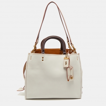 Pre Owned Coach White Leather Rogue Tote