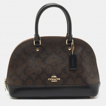 Coach Brown Signature Coated Canvas and Leather Mini Sierra Satchel