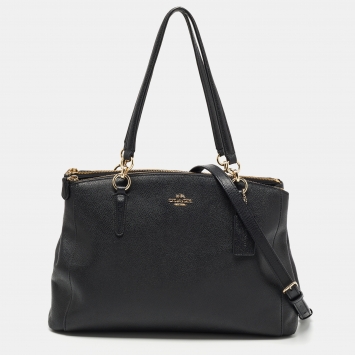 Pre Owned Coach Black Leather Christie Carryall Tote 
