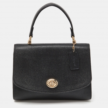 Pre Owned Coach Black Leather Tilly Top Handle Bag