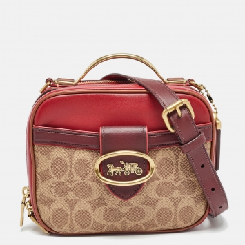 Pre Owned Coach Multicolor Signature Coated Canvas and Leather Riley Lunchbox Bag