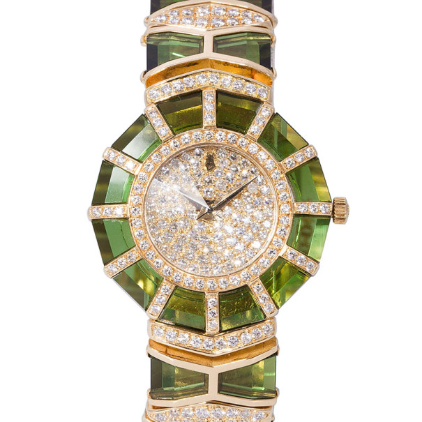 Corum Diamond 18K Yellow Gold and Gemstones Jewelry Watch Women's Wristwatch 26MM