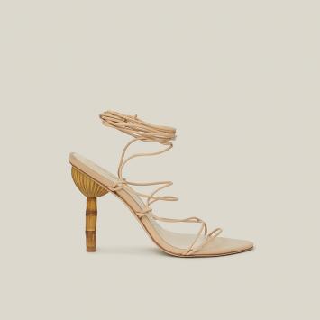 Pre Owned Cult Gaia Neutral Soleil Ankle-Tie Leather Sandals Size IT 39
