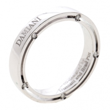 Pre Owned Damiani & Brad Pitt Diamond 18k White Gold Wedding Band Ring Size 58