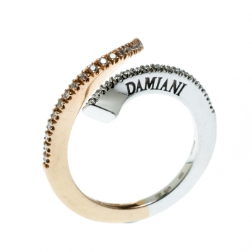 Pre Owned Damiani Eden Diamond Two Tone 18k Gold Open Ring Size 55