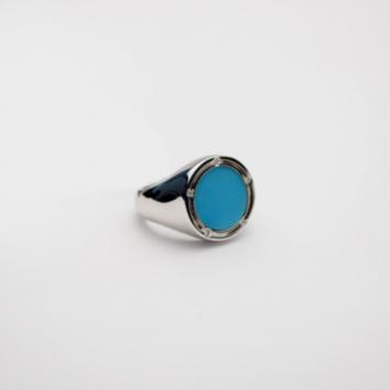 Pre Owned Damiani Round Turquoise Ring Size 55