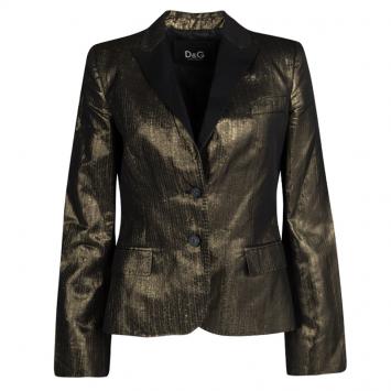 Pre Owned D&G Metallic Gold Contrast Lapel Blazer M