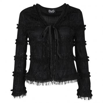 Pre Owned D&G Black Cutout Lace Embellished Tie Detail Jacket S