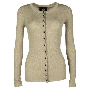 Pre Owned D&G Metallic Gold Ribbed Cardigan S