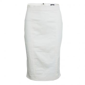 Pre Owned D&G Off White Stretch Cotton Pencil Skirt S