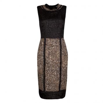 Pre Owned D&G Brown and Black Textured Sleeveless Dress M