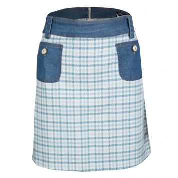 Pre Owned D&G Multicolor Textured Cotton Denim Waist and Pocket Detail Mini Skirt L