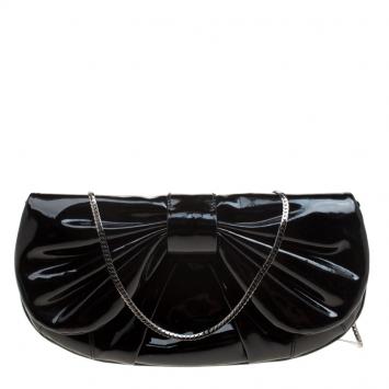 Pre Owned D&G Black Patent Leather Bubbles Clutch Bag