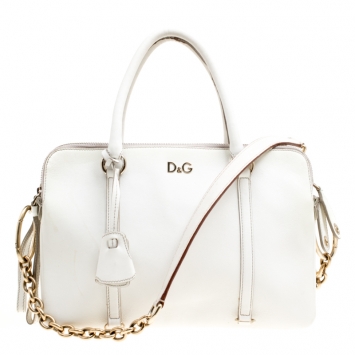 Pre Owned D&G White Leather Triple Shoulder Bag
