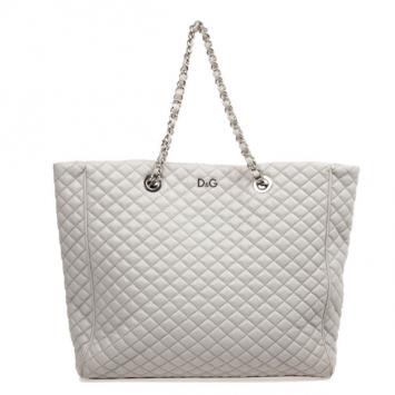 Pre Owned D&G Grey Quilted Lily Glam Tote Bag