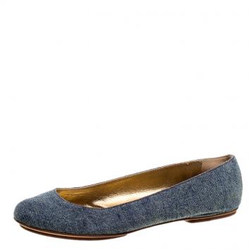 Pre Owned D and G Blue Denim Ballet Flats Size 38