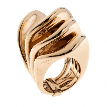 Pre Owned De Grisogono Onde 18k Rose Gold Cocktail Ring Size 55