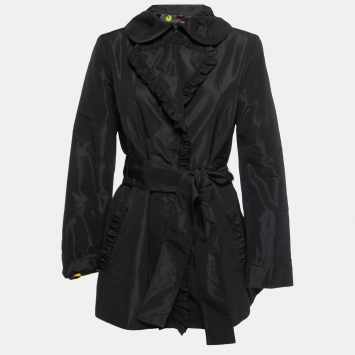 Pre Owned D&G by Dolce & Gabbana Black Synthetic Ruffled Belted Jacket M