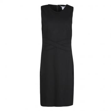 Pre Owned Diane Von Furstenberg Black Jersey Evita Sleeveless Shift Dress M