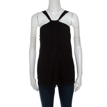 Pre Owned Diane Von Furstenberg Black Silk Sleeveless Lilita Top S
