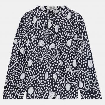 Pre Owned Diane Von Furstenberg Black/White Printed Cotton Blouse S (US 4)