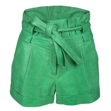 Pre Owned Diane Von Furstenberg Resort'10 Green Leather Belted Chelo Shorts M