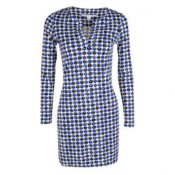 Pre Owned Diane Von Furstenberg Multicolor Printed Long Sleeve Reina Dress S