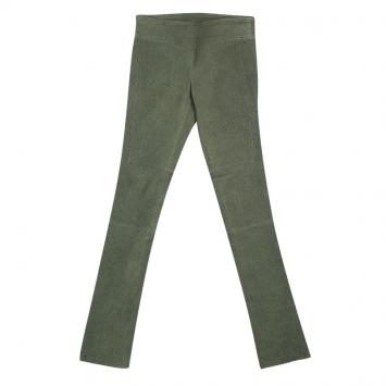 Pre Owned Diane Von Furstenberg Brown Weathered Suede Leather Skinny Gretel Pants S